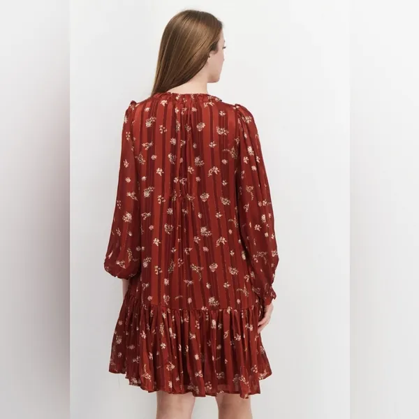 En Saison Long Sleeve Floral Printed Drop Waist Mini Dress Bump Friendly - Image 5
