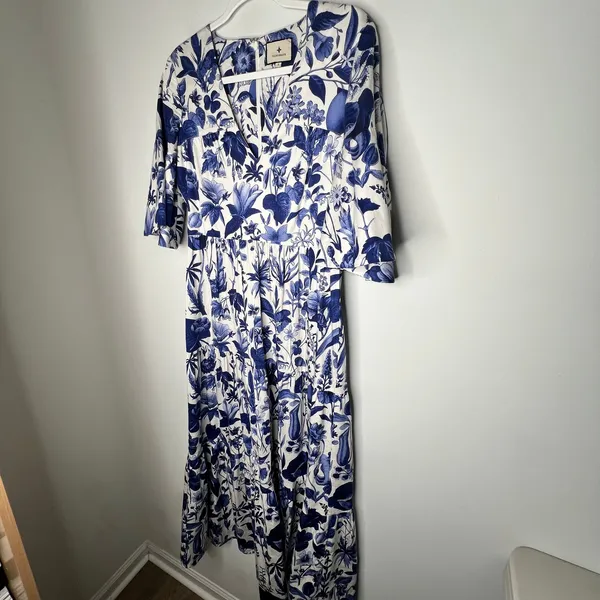 Tuckernuck Blue Floral Midi Dress Size Small - Image 3