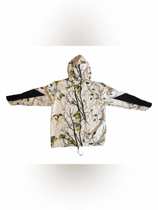 New Balance Cream Floral-Print Wind Breaker Jacket with Black Sleeve Panels - Image 5