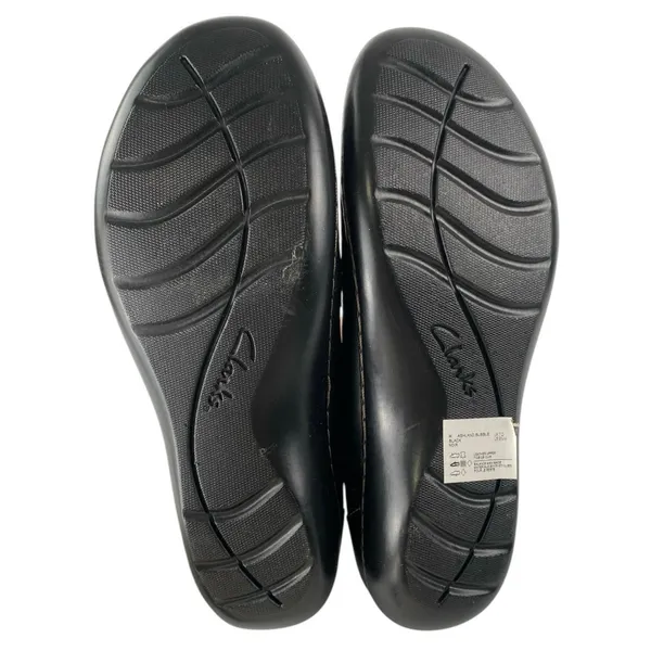 Clarks Ashland Women's Black Slip On Leather Loafer Bubble Flat Shoes Size 9.5 - Image 4