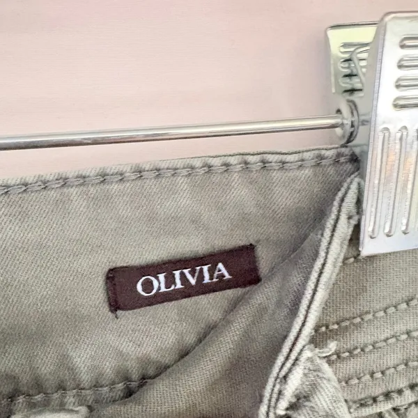 Olive Green‎ Wide Leg High Rise Pants with Stitch Detail Utility Trousers - Image 10