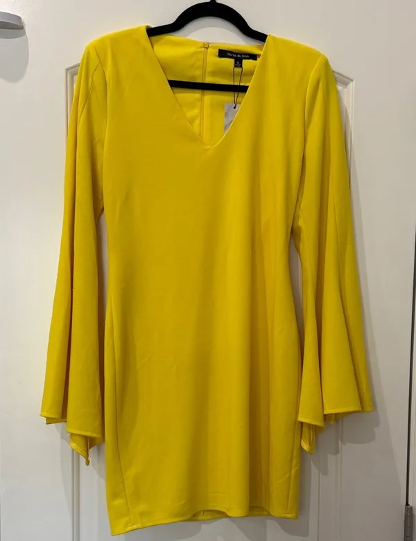 Strut & Bolt Yellow V-Neck Mini Dress - Image 2