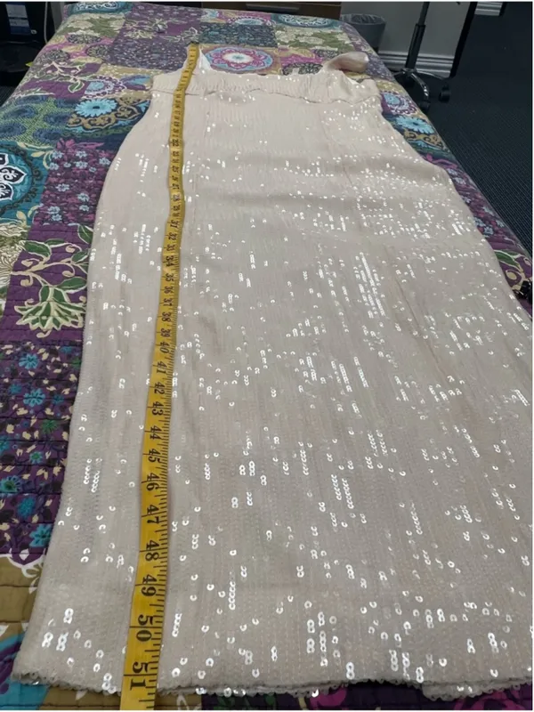 PILCRO Anthropologie Ivory Sequin Midi Dress L NWT - Image 10