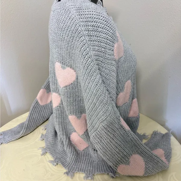 No Boundaries Juniors' Chewed Conversational Sweater - Image 7