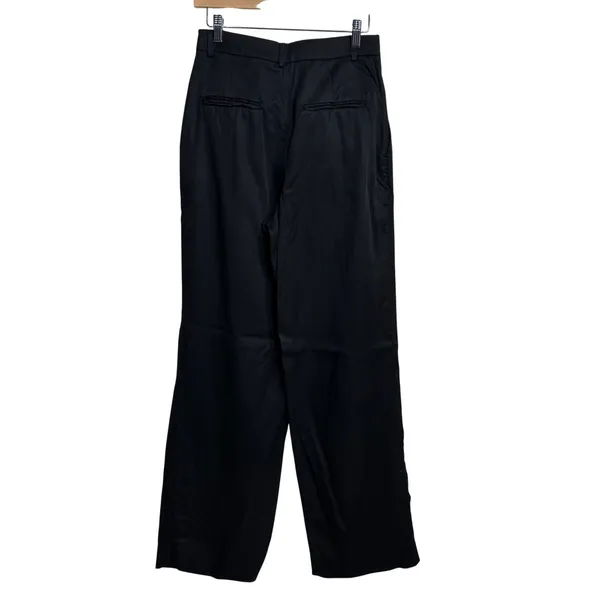 Reformation‎ manson Black Pleated Wide Leg Trousers Pants Size 4 - Image 2