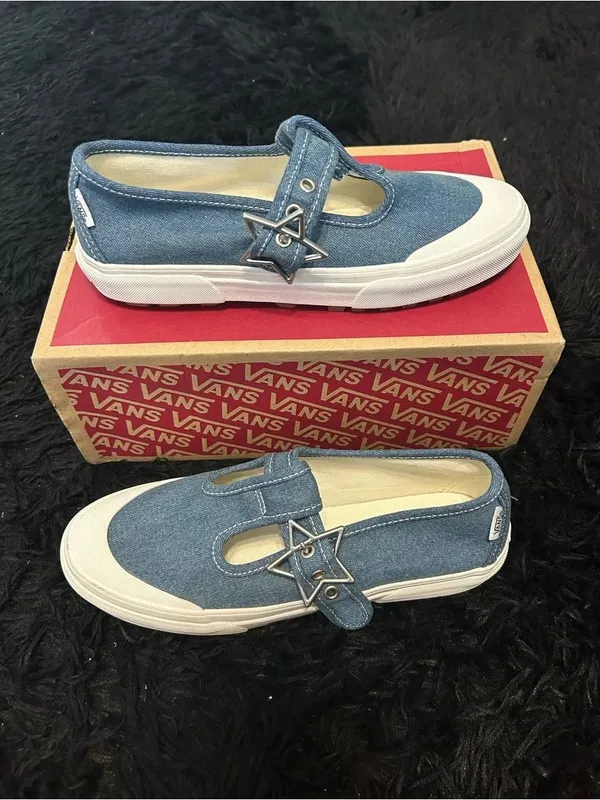 VANS Mary Jane Style 93 Denim blue star buckle shoes sneakers women’s 9 new - Image 7