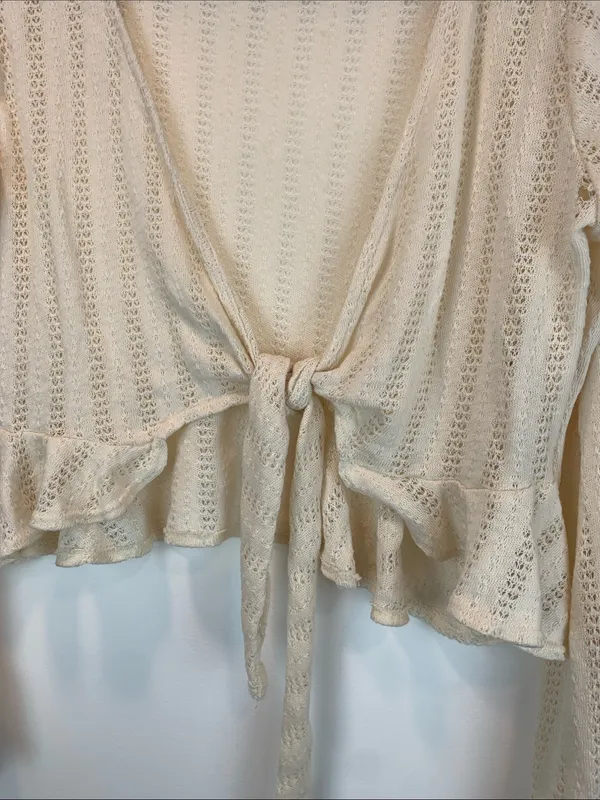 Altar’d State cropped cardigan sz S crochet tie front boho basic preppy indie * - Image 4