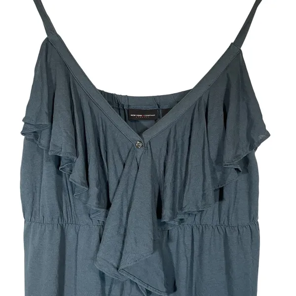 New York & Company Blue Ruffle Dress‎ Sleeveless Casual Sundress - Image 3