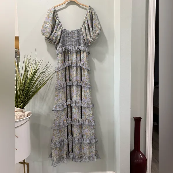 Show Me Your MuMu Blue and Yellow Floral Midi Dress - Image 9