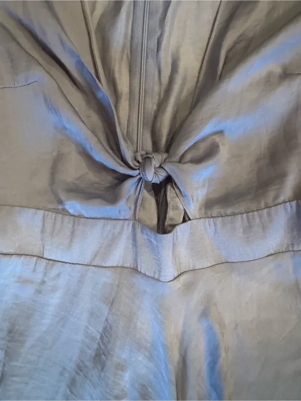 Petal & Pup Amanda High-Low Satin Tie-Front Dress - Dusty Blue Size 8 EUC - Image 4
