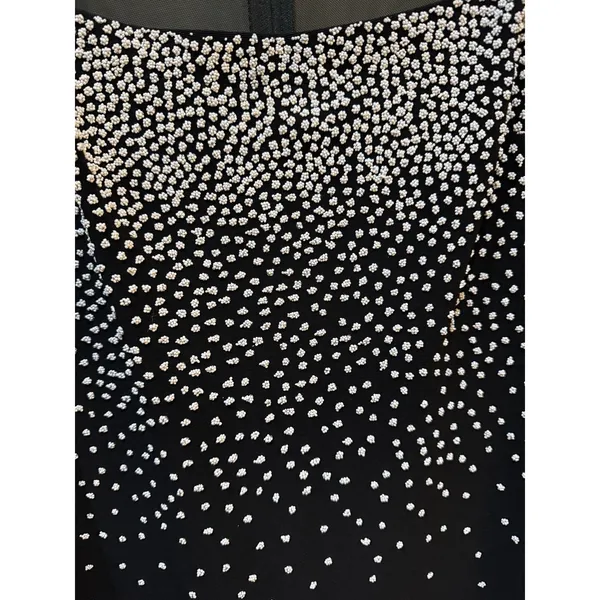 Vintage Lillie Rubin Black Maxi Dress Mesh Square Neck Beaded Size Medium - Image 4