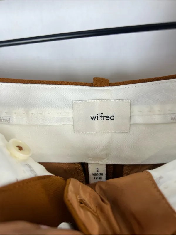 Aritzia Wilfred The Effortless Pant Cropped Caramel Brown Pleated Pants Size 2l - Image 5