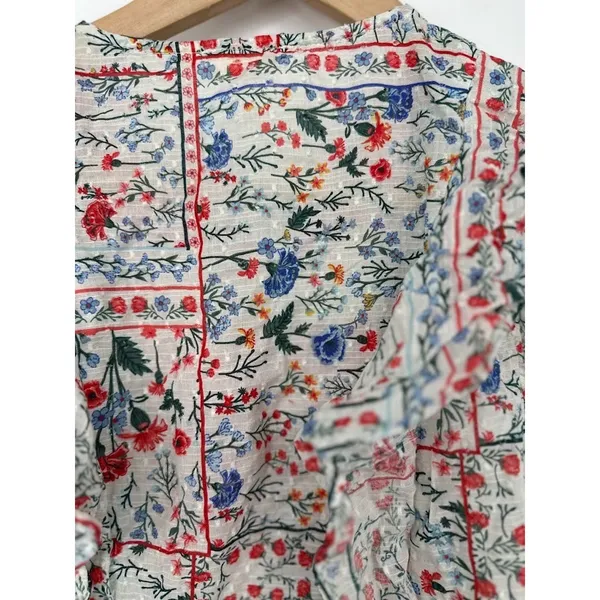 Anthropologie‎ Let Me Be Bandana Button Down Top Womens 6 Patchwork Hippie Boho - Image 5
