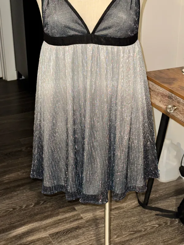 Show Me Your Mumu Metallic Ombre Eva Mini Dress Black Silver - Image 5