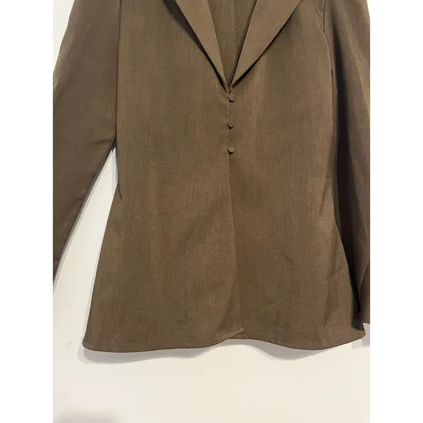 AEL Amy Enjoy Life Peplum Fitted Flared Sleeve Brown Blazer Top Size M - Image 6