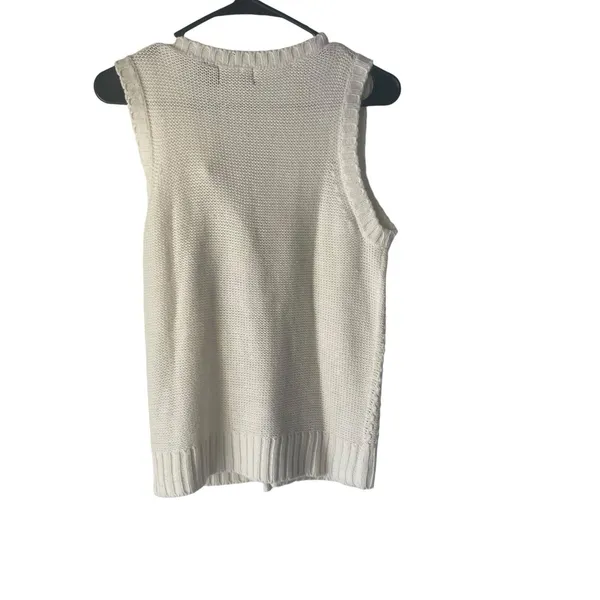 Yarn Art Size‎ Small Ivory Cable Knit Fisherman Toggle Buttons Sweater Vest - Image 4