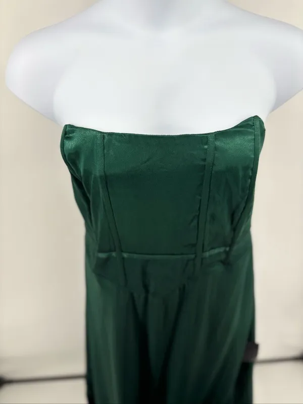 Lulus Extraordinary Presence Satin Strapless Maxi Dress 2X Dark Green NWT - Image 14