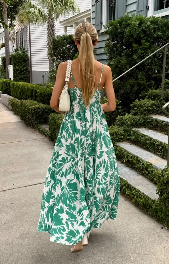 Boutique Green Floral Maxi Dress - Image 2