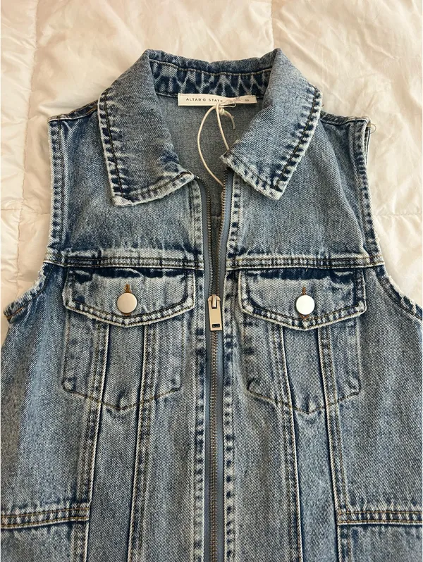 Altar'd State Mini Zip-Up Denim Dress - Image 2