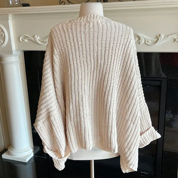Chunky Knit Sweater Roomy Comfy Crochet Womens One Size - Image 17