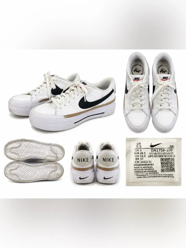 Nike Court Legacy Lift Platform Sneakers White Black Women’s Size 7.5 - Image 2