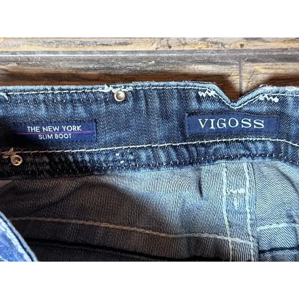Vigoss The‎ New York Slim Boot Embellished Pockets Jeans Size 1/2 Bling Rodeo - Image 6