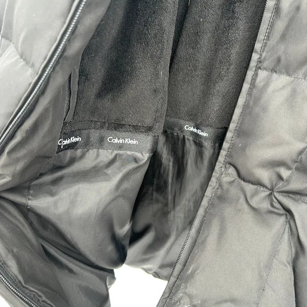 Calvin Klein Womens Black Puffer Jacket XL Duck‎ Down Fleece Lined Quilted Coat - Image 5