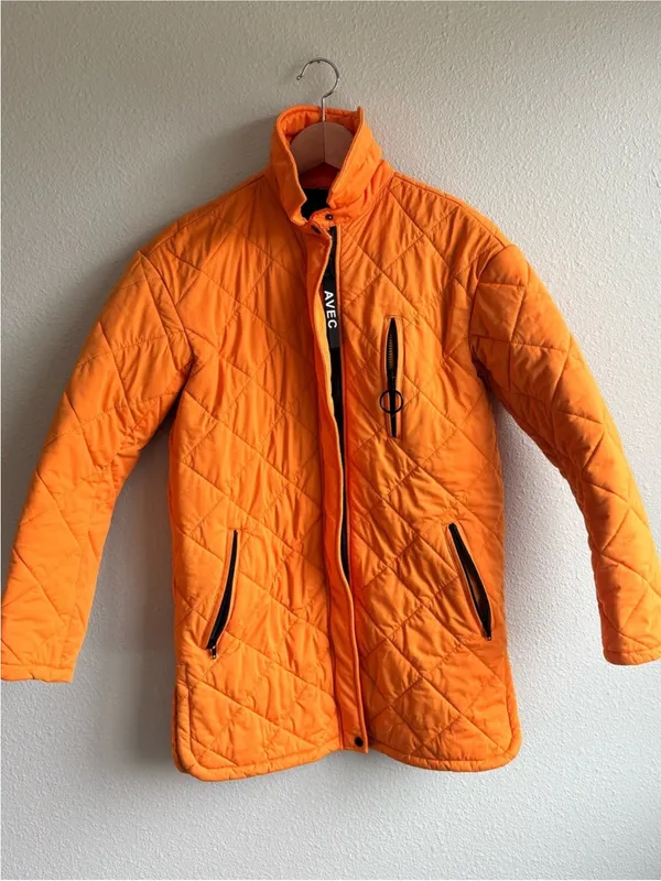 Quilted Orange Long Jacket - Image 4