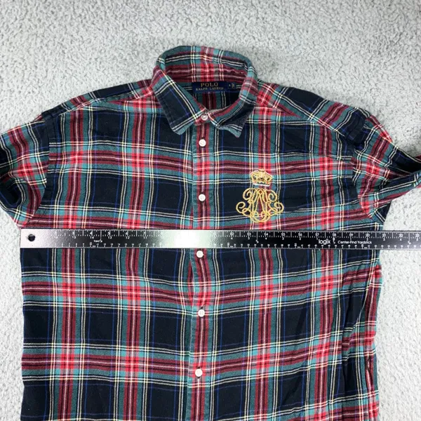 Polo Ralph Lauren Brushed Twill Ballet Sleep Shirt Women Small Plaid Crest‎ Logo - Image 4