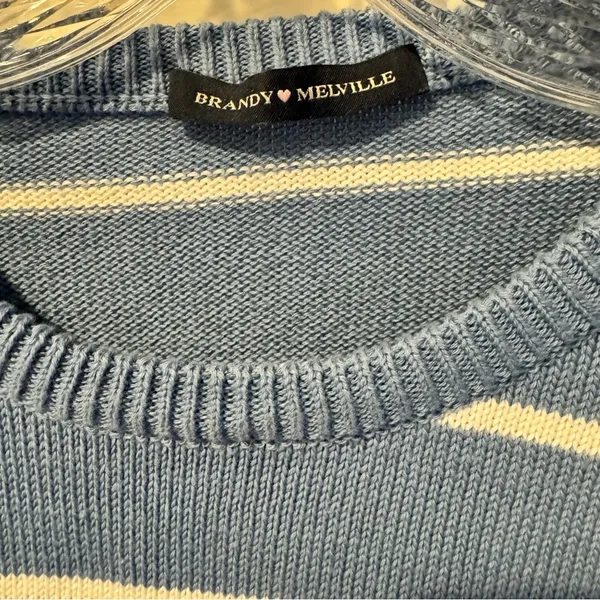 Brandy Melville Striped Blue & White Sweater - Image 2