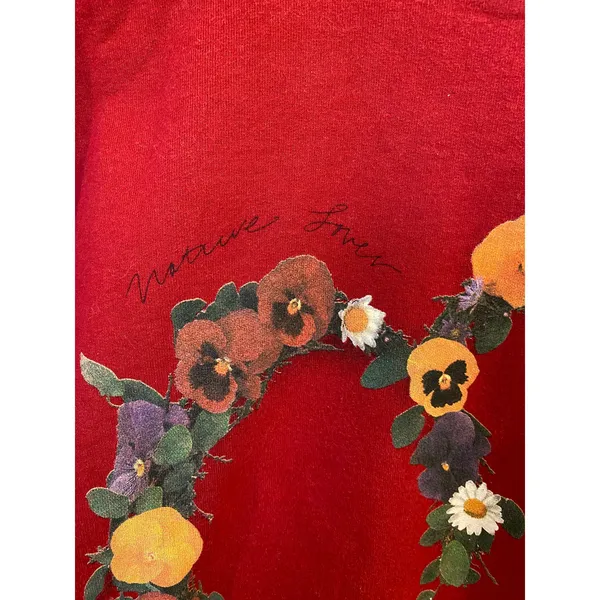 Maze Red Floral Print Long Sleeve Heart Pullover Sweatshirt Large cottagecore - Image 6
