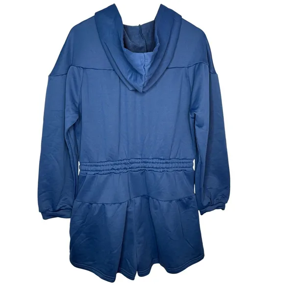 Cicy Bell‎ Hooded Romper Women XL Blue Zip Up Athleisure Short NWT Jumpsuit - Image 2