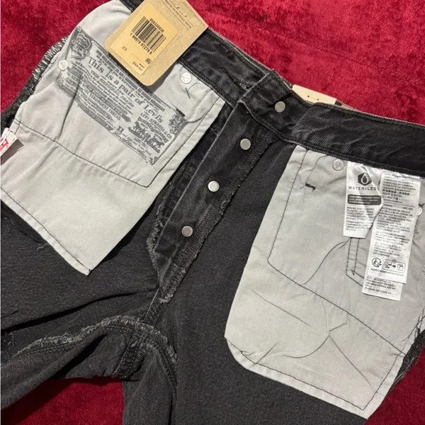 Levi's Charcoal Distressed‎ Denim Shorts - Image 5
