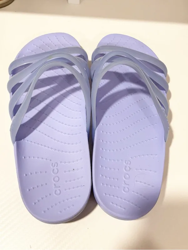 Crocs Splash Strappy Sandal Purple Glossy Jelly Shoe Size 7 - Image 3