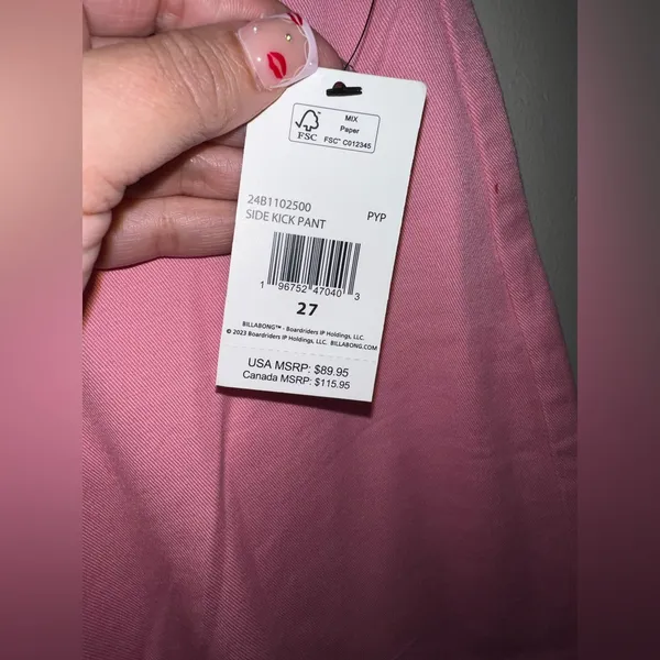 Billabong Pink Wide Leg‎ Pants - Image 2
