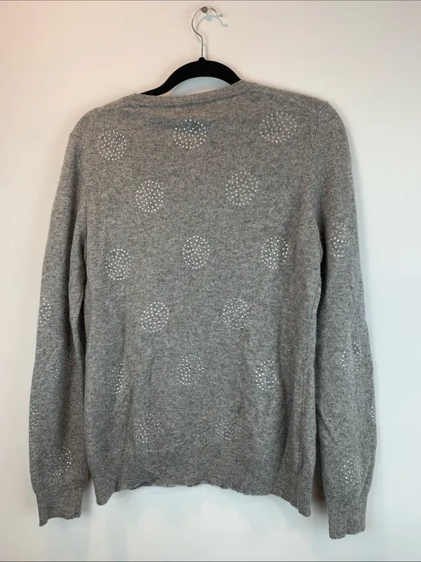 Only Mine cashmere sweater sz xl rhinestones crewneck old money preppy y2k * - Image 3