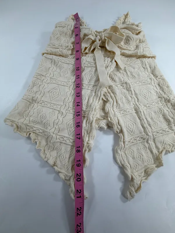 Micaela Boho Tie‎ Front Knit Cardigan Cream Cottagecore Short Sleeve XS - Image 5