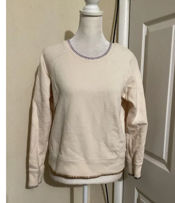 Madewell Sweatshirt Womens Small Shrunken Crewneck Pullover Cozy Purple Stitch - Image 2