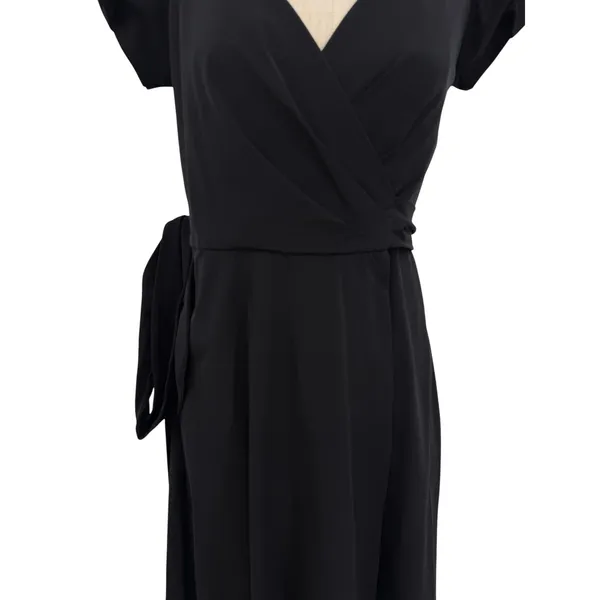 Diane Von Furstenberg Peyton Wrap Dress Puff Sleeve Knee Length Black 4 - Image 3