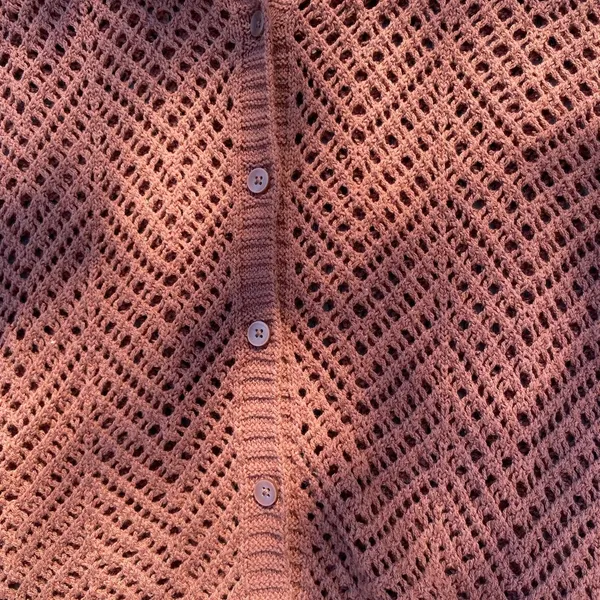 Wild Fable size small brown crochet beach coverup button up polo - Image 4