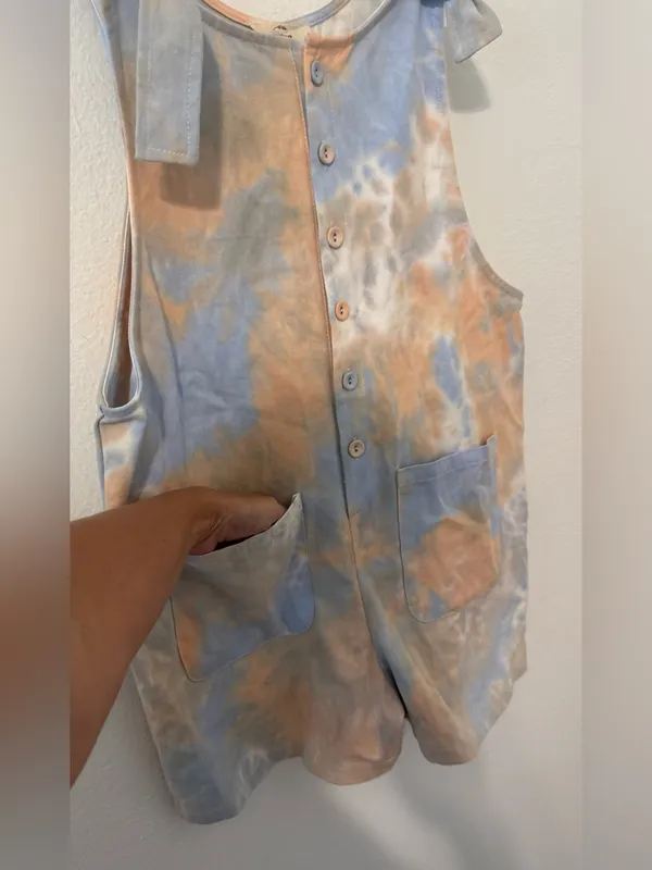 Entro Tie Dye Shorts Romper Pockets Cotton Artsy Boho Hippie Summer NWT L *Read - Image 2