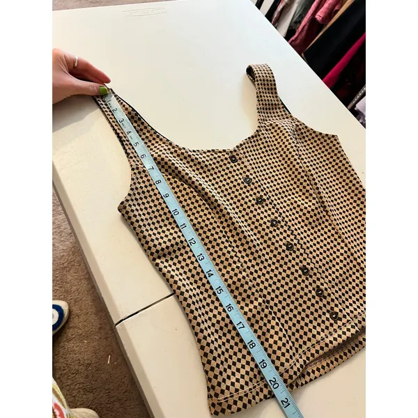 Maeve x Anthropologie Brown Checkered Jacquard Bustier Tank Top Size Large - Image 8