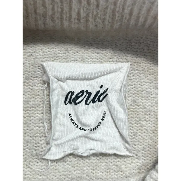 Aerie Star Oversized Sweater Women L/XL Oatmeal Heather Black Star‎ Cozycore - Image 7