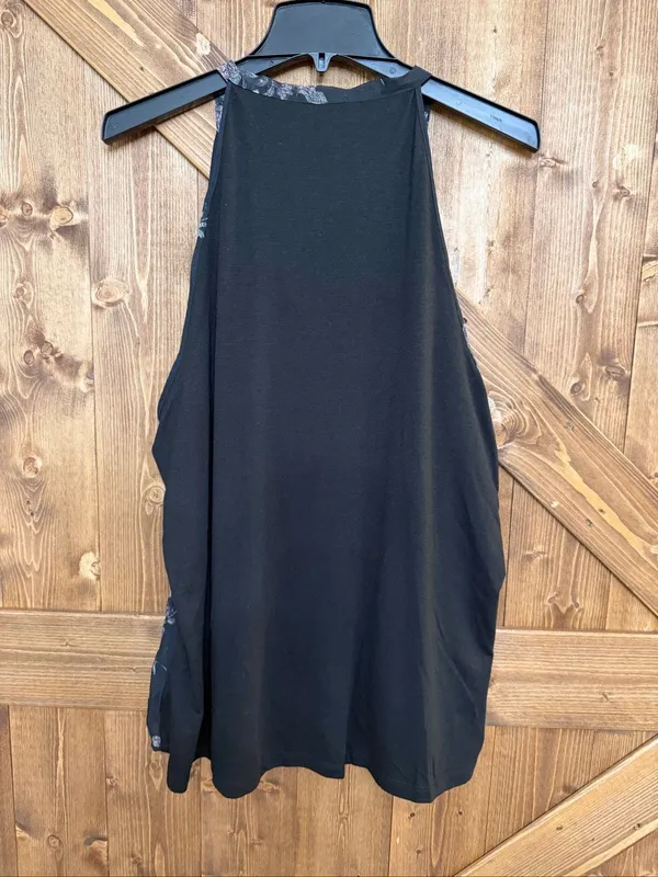 Maurices Plus Black Floral Cold Shoulder Pleated Tie Neck Blouse NWT Size 3XL(92 - Image 5