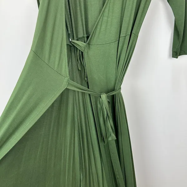 Lulus Garden District Olive Green Wrap Maxi Dress Stretch Jersey Knit Small NWT - Image 9
