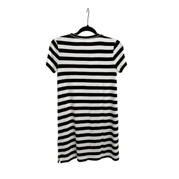 Abercrombie & Fitch Black White Striped Mini Crew Neck T-Shirt Dress Size XS - Image 2