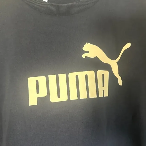 Puma Navy Blue Puma Logo Front Long Sleeve Casual Lounge Sweat Dress Women Sz S - Image 3