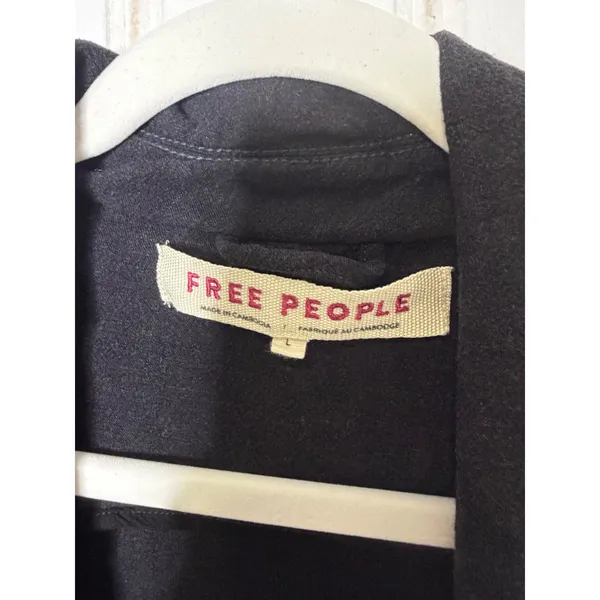 Free People Black Utility Charly Blazer Jacket Double Breasted Cargo Pocket L - Image 7