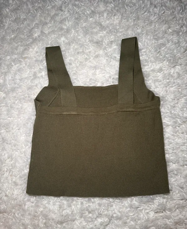 Green Ribbed Tank Top Size L - Image 3