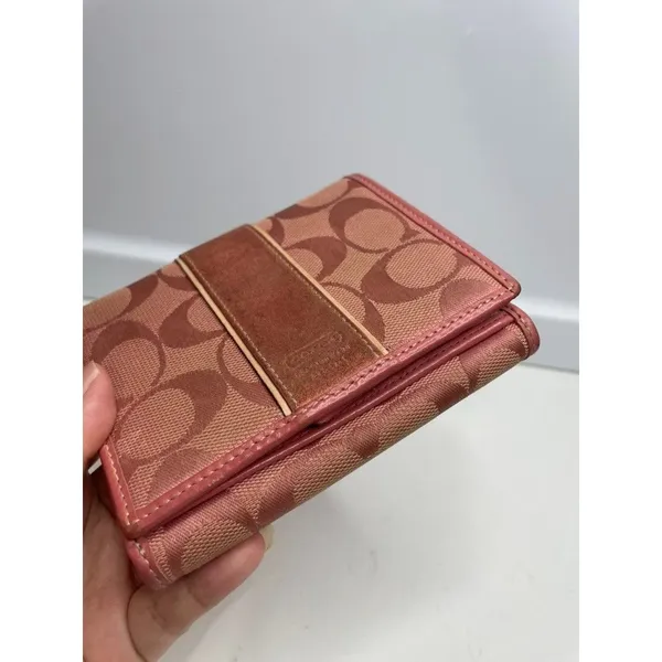 Y2K Vintage Coach Pink Signature Suede Leather Wallet Authentic - Image 2